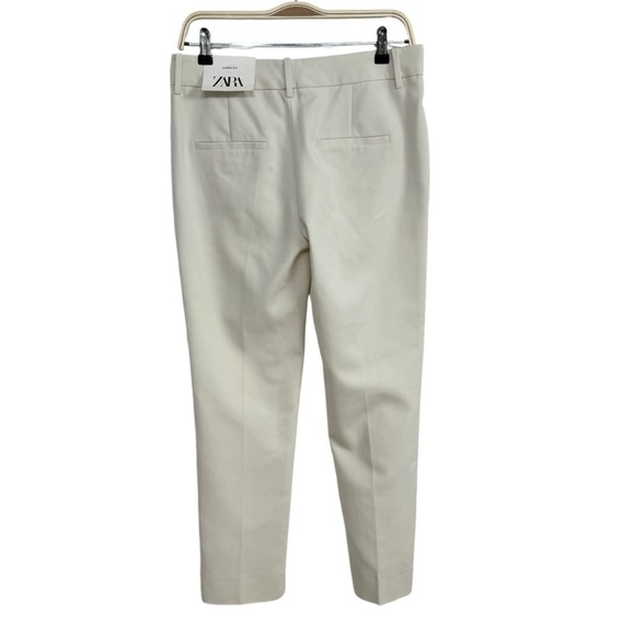 NWT Zara Women’s Chino Fit Pants Off White Size 4 Skinny Form Fitting - Picture 3 of 4